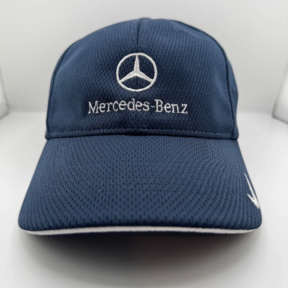 Nike Golf Mercedes-Benz Hat Mens L/XL Navy Blue Excellent Embroidered Mesh Cap